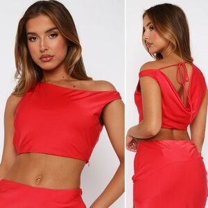 White Fox From me To You Red Silky crop top small date night vacation summer